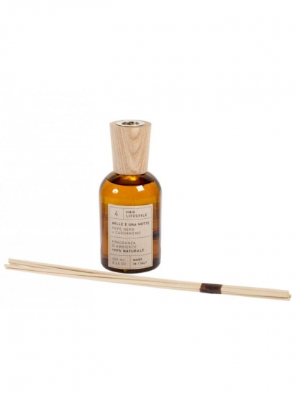 H&H, Diffusore ambiente con bastoncini Pepe nero + cardamomo 250 ml